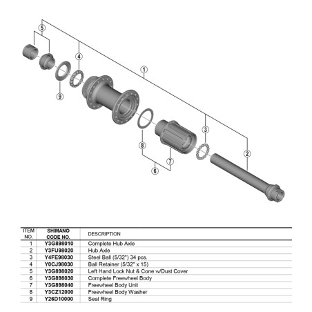 Asse Mozzo Completo Post.142mm
